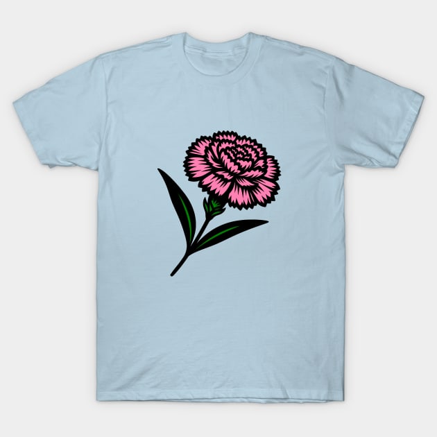 Pink Carnation Flower T-Shirt by KayBee Gift Shop